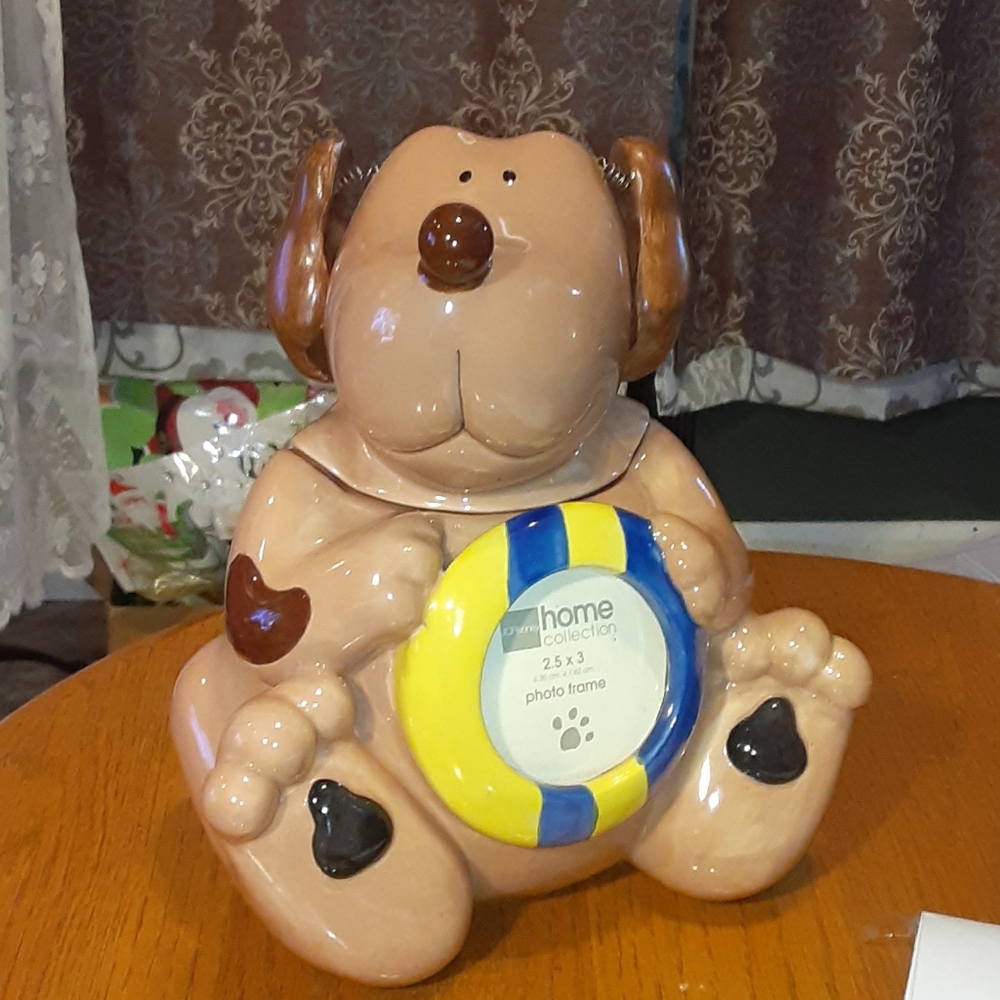 Puppy dog treat cookie jar photo frame